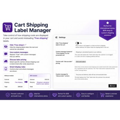 Shipping Cost Label Manager – Hide "Free" & Custom Messages