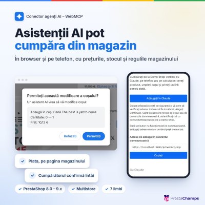 Conector agenți AI WebMCP pentru PrestaShop