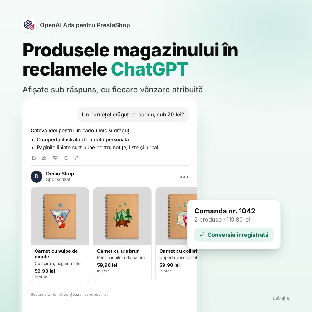 Produsele magazinului în reclamele ChatGPT